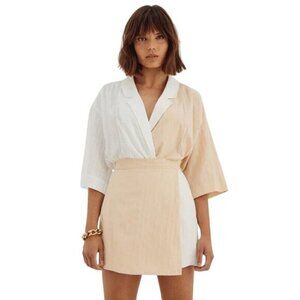 Sovere Destine Milk Tea Mini Skirt High Waist A-Line Size 6 Cream Cotton Blend